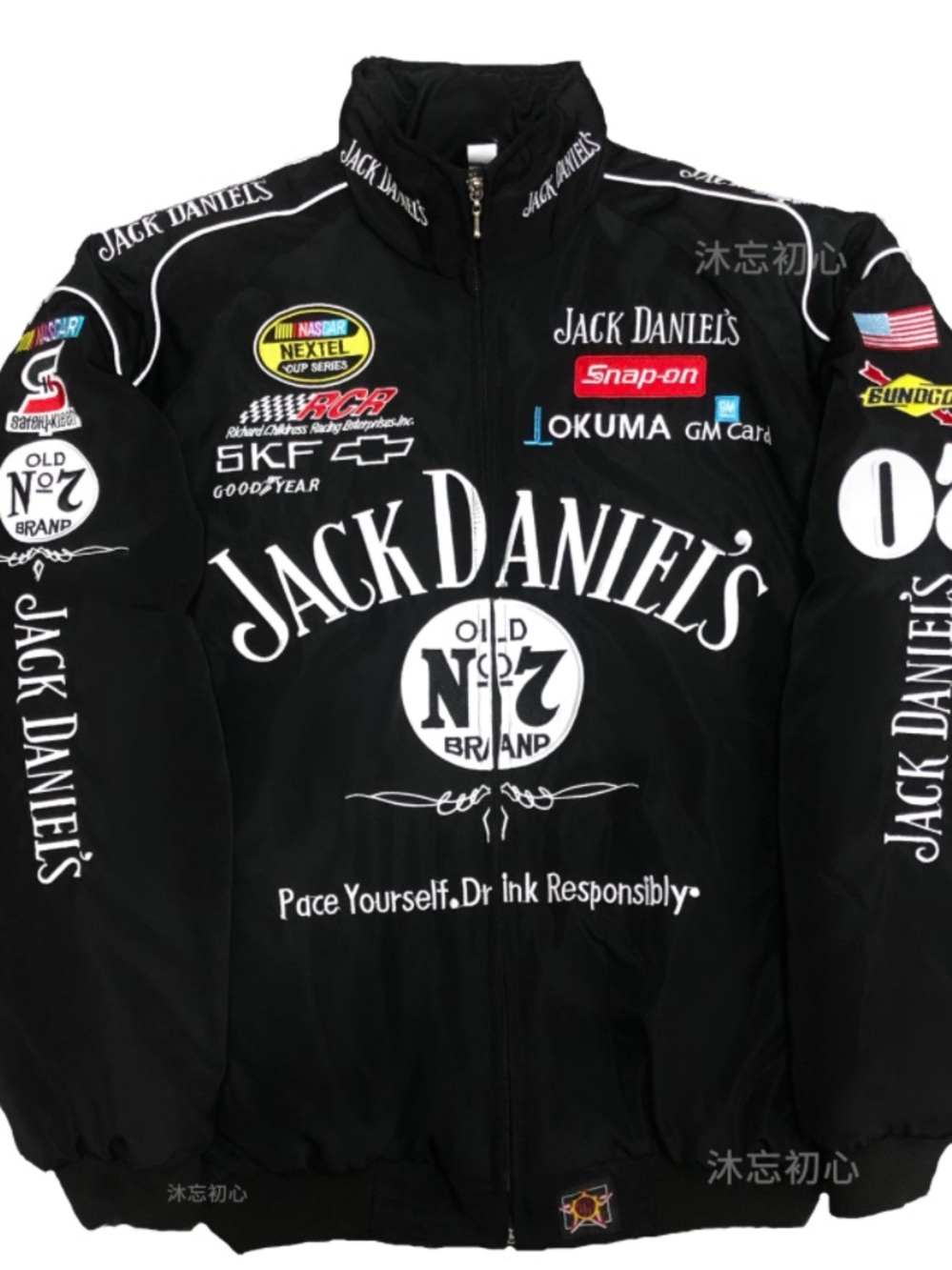 Jack Haven Vintage Jack Daniels Men's Black Racing Logo Jacket- Size Medium
